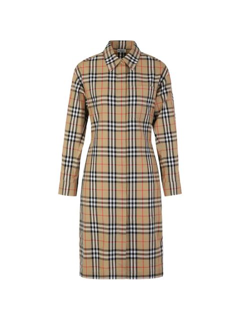 Burberry checked long-sleeveds midi dress - Neutrals - zdjęcie produktu nr 1