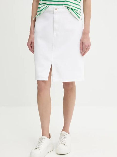 Tommy Hilfiger spódnica bawełniana kolor biały mini ołówkowa WW0WW44391 - zdjęcie produktu nr 1