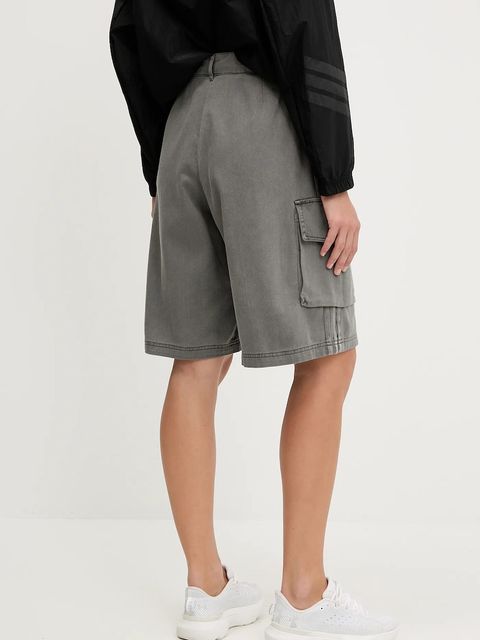 adidas Originals szorty jeansowe Cargo Jorts damskie kolor szary gładkie high waist JD0139