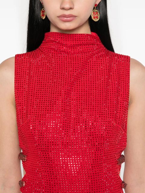 Self-Portrait rhinestoned crepe maxi dress - Red