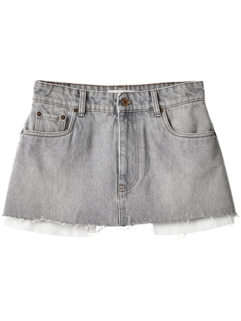 Miu Miu logo-embroidered denim miniskirt - Grey - zdjęcie produktu nr 1