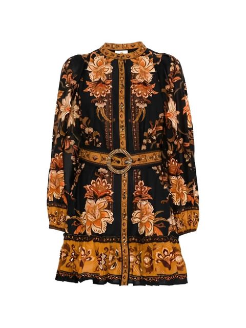 FARM Rio floral-pattern belted mini dress - Black - zdjęcie produktu nr 1