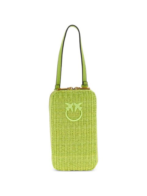 PINKO Love Birds braided raffia smartphone holder - Green - zdjęcie produktu nr 1