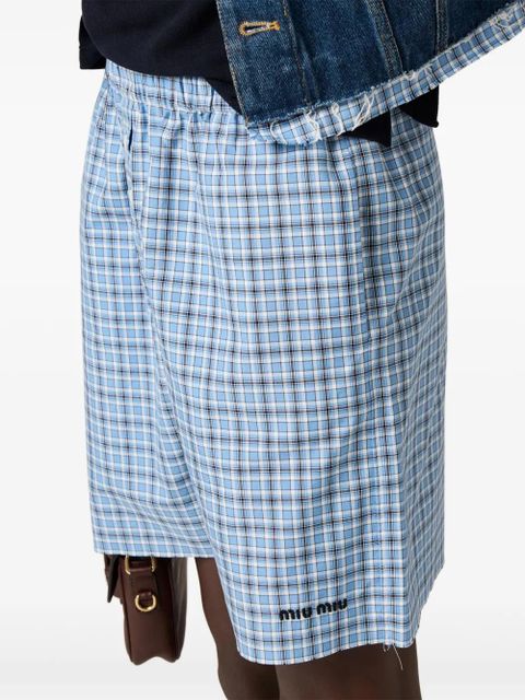 Miu Miu checked poplin boxer shorts - Blue