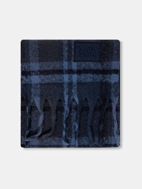 Napapijri szalik z dodatkiem wełny F-Penia damski kolor niebieski wzorzysty NP0A88WV1761