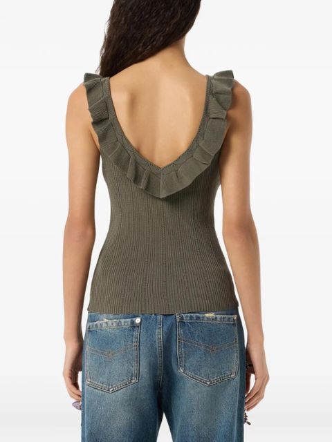 Blumarine ruffled V-neck tank top - Green