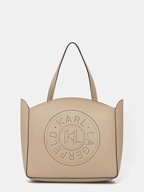 Karl Lagerfeld torebka skórzana kolor beżowy A3W30043 - zdjęcie produktu nr 1