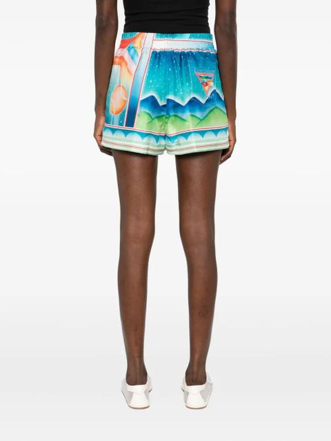 Casablanca Galaxy Court silk shorts - Blue