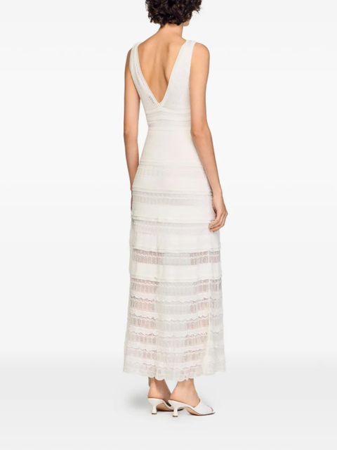 SANDRO pointelle-knit tiered maxi dress - Neutrals