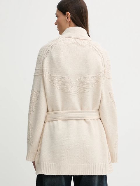 ZADIG&VOLTAIRE kardigan wełniany damski kolor beżowy ciepły KWCO01526