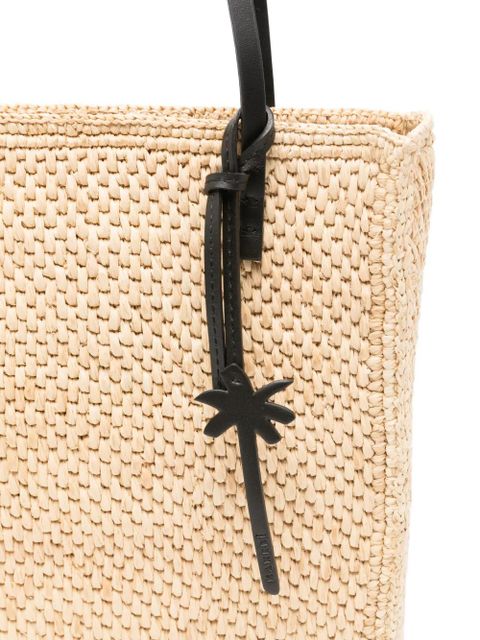 Manebi Inez raffia charm-detail shoulder bag - Neutrals