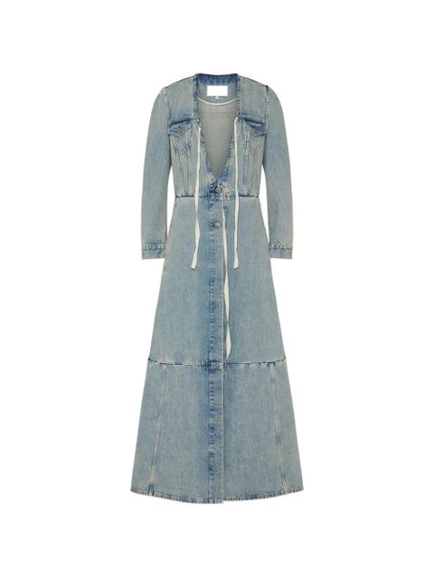 Maison Margiela patchwork tie-detail coat - Blue - zdjęcie produktu nr 1