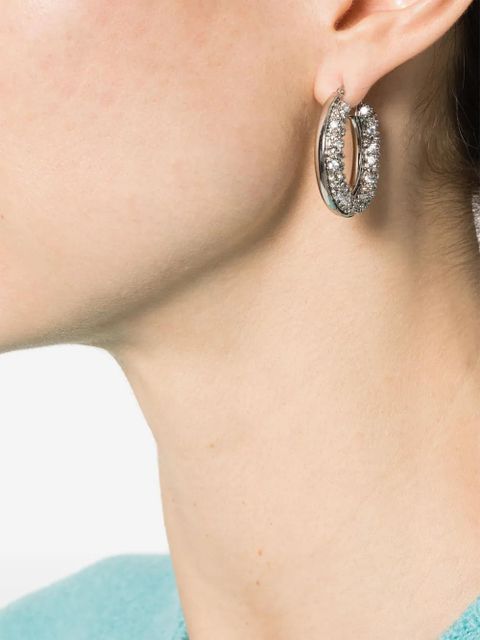 Jil Sander crystal-embellished hoop earrings - Grey - zdjęcie produktu nr 2