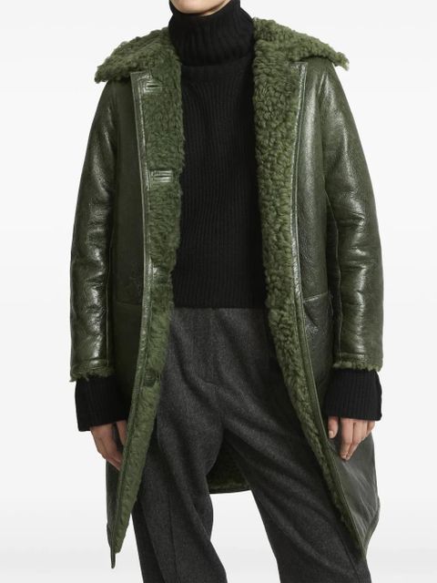 Yves Salomon patent-finish leather coat - Green