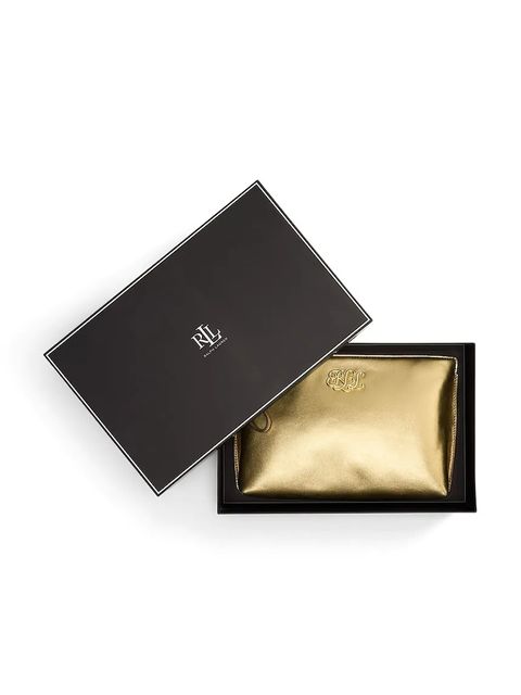 Lauren Ralph Lauren kosmetyczka skórzana kolor złoty 432981192
