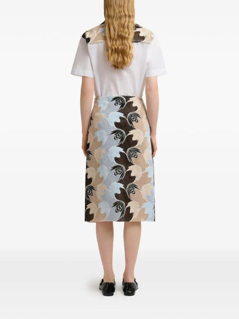 Marni floral-pattern knitted midi skirt - Blue