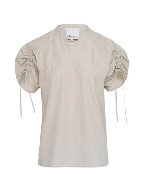 3.1 Phillip Lim ruched sleeve V-neck top - Neutrals - zdjęcie produktu nr 1