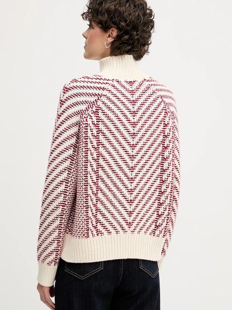 Tommy Hilfiger sweter z dodatkiem wełny damski kolor czerwony ciepły z golfem WW0WW46410