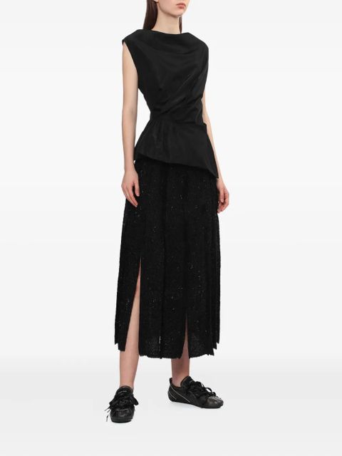 Simone Rocha pleated metallic-details midi skirt - Black - zdjęcie produktu nr 2