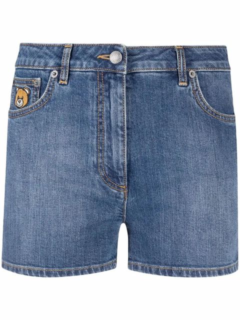 Moschino Teddy Bear patch denim shorts - Blue - zdjęcie produktu nr 1