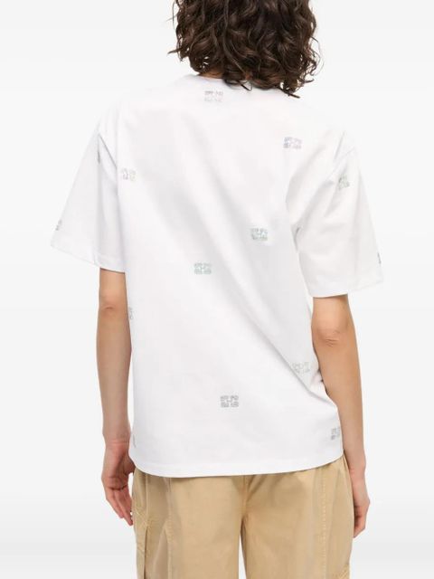 GANNI rhinestone-embellished cotton T-shirt - White