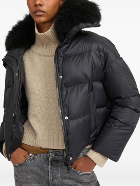 Yves Salomon lambsherling-trim puffer jacket - Black - zdjęcie produktu nr 2