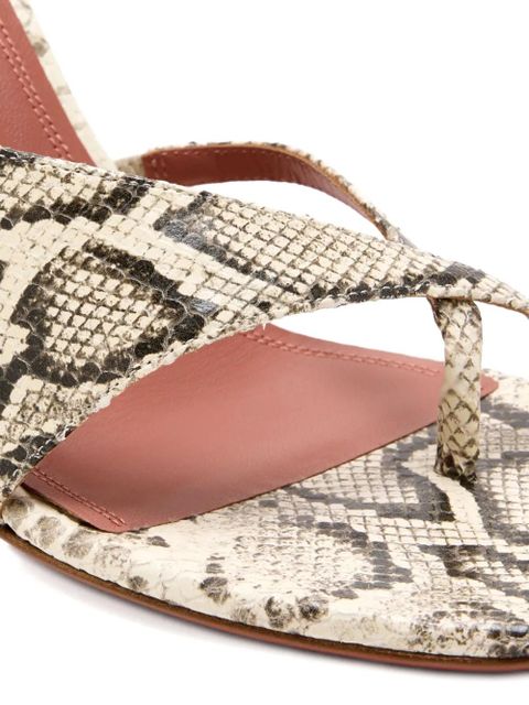 Amina Muaddi 95mm Shiona snakeskin-effect sandals - Neutrals