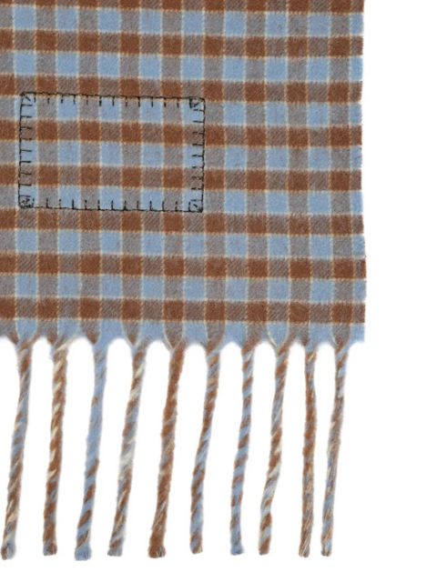 Marni plaid-pattern fringed scarf - Brown
