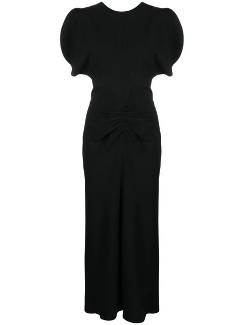 Victoria Beckham ruched-waist crepe midi dress - Black - zdjęcie produktu nr 1