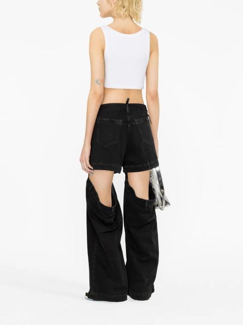 The Attico cut-out wide-leg jeans - Black