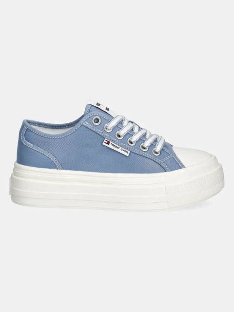 Tommy Jeans tenisówki TJW FOXING FLATFORM SNEAKER LOW damskie kolor niebieski EN0EN02713