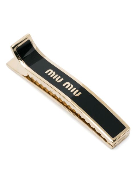 Miu Miu logo-print hair clip - Black