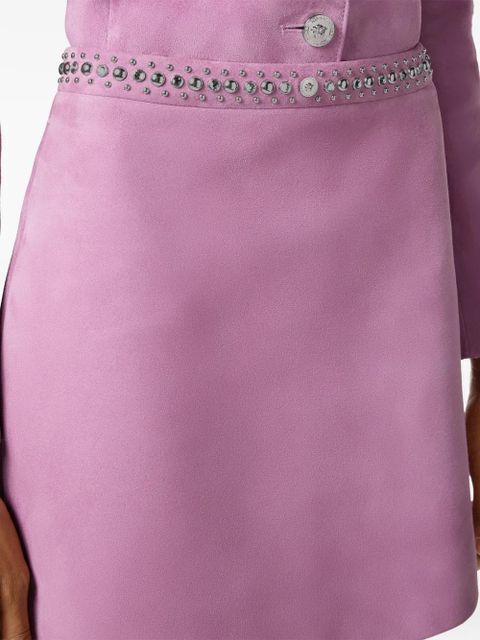 Versace embellished suede mini skirt - Pink