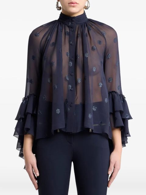 ETRO ruffled georgette shirt - Blue