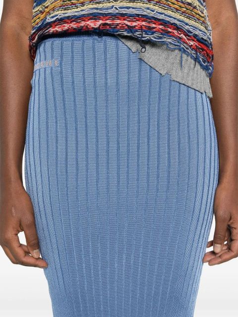 Marni jacquard-logo ribbed maxi skirt - Blue