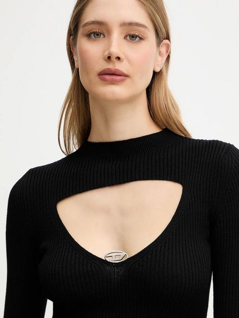 Diesel sweter wełniany M-OLINA damski kolor czarny lekki z półgolfem A18904.0PLBF