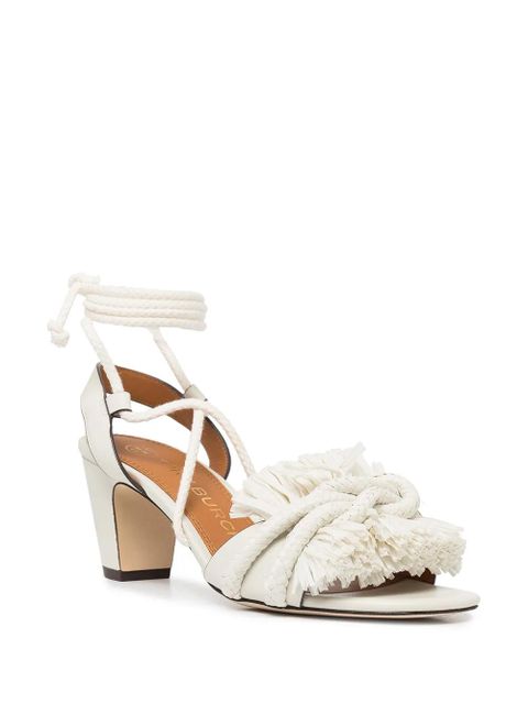 Tory Burch rope-design mid-heeled sandals - White