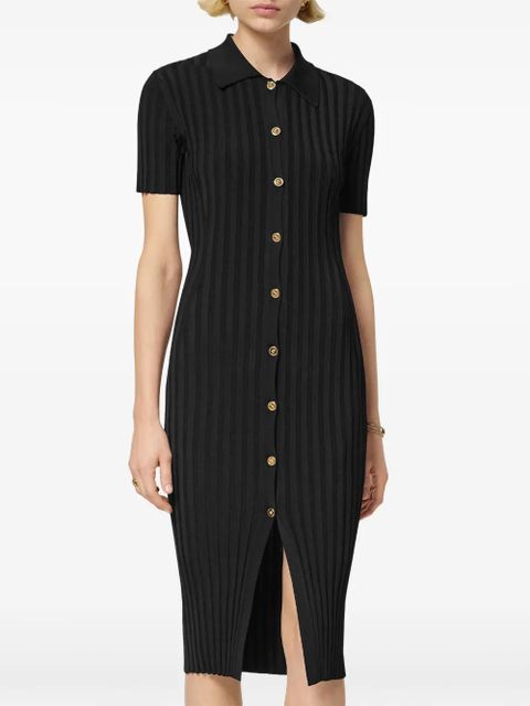 Versace knitted midi shirt dress - Black