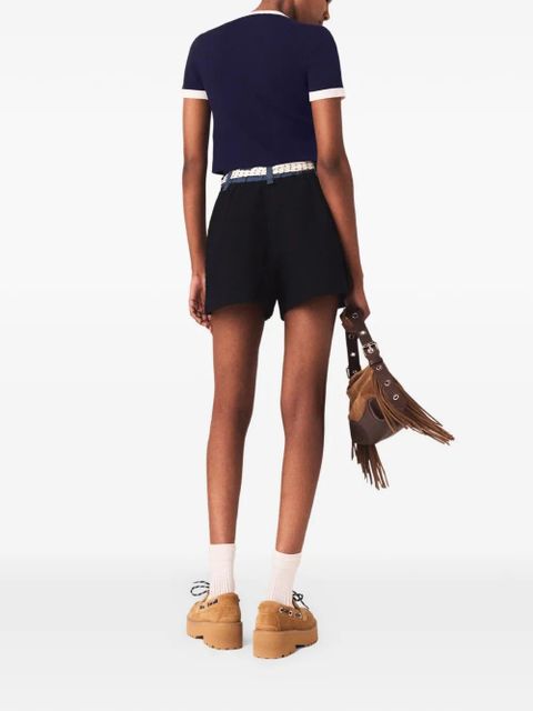 Maje ribbed contrast-trim cardigan - Blue