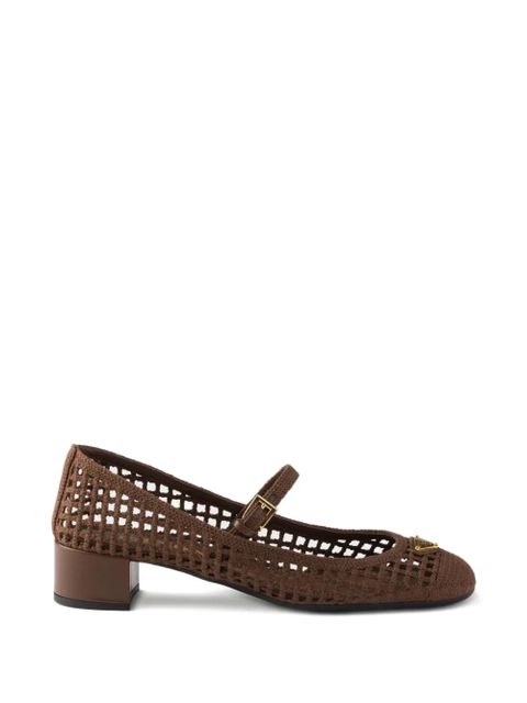 Prada metal-buckle crochet-effect pumps - Brown - zdjęcie produktu nr 1