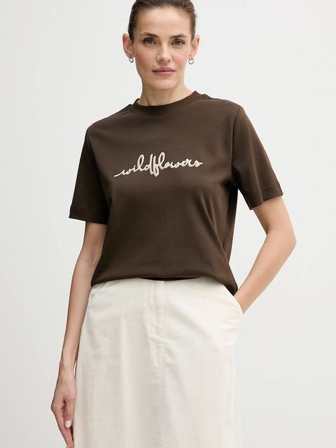 United Colors of Benetton t-shirt bawełniany damski kolor brązowy 3DCJD10B5 - zdjęcie produktu nr 1