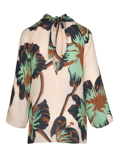 Johanna Ortiz Drum Beats floral tie top - Neutrals