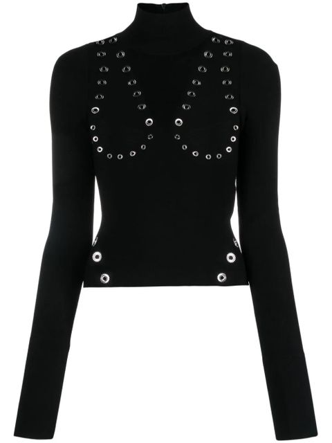 Off-White eyelet-embellished knitted top - Black - zdjęcie produktu nr 1
