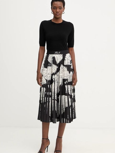 Karl Lagerfeld spódnica COMMERCIAL PLEATED kolor czarny midi rozkloszowana B1W12008 - zdjęcie produktu nr 2