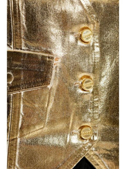 GANNI metallic organic cotton vest - Gold