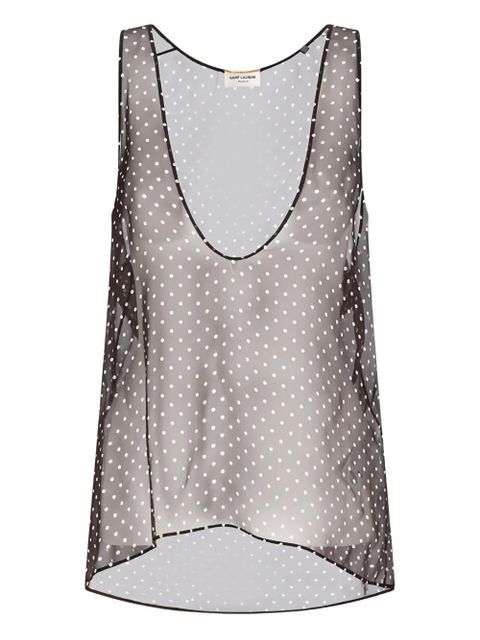 Saint Laurent polka dot-print silk top - Brown - zdjęcie produktu nr 1