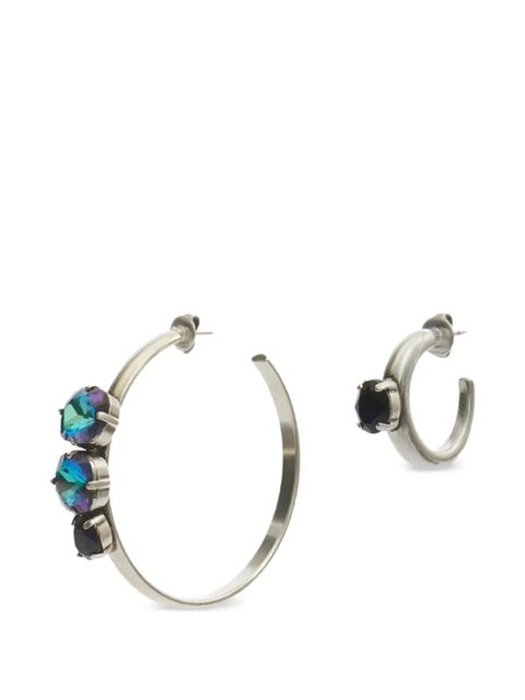 ISABEL MARANT Olga asymmetrical crystal hoop earrings - Silver - zdjęcie produktu nr 1