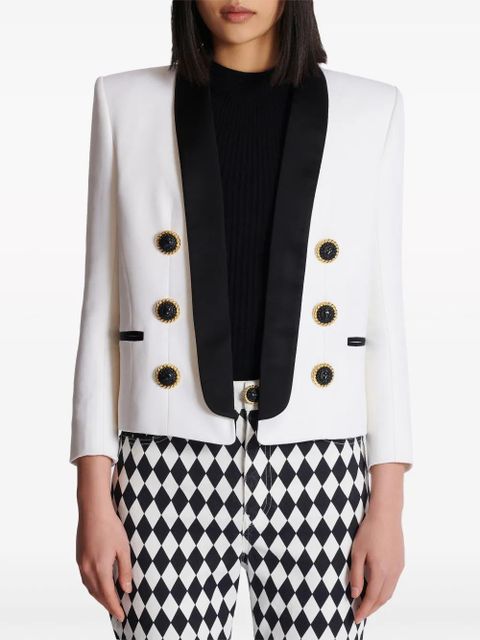 Balmain open-front wool blazer - White