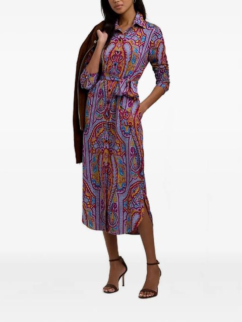 Lauren Ralph Lauren paisley-pattern buttoned shirt midi dress - Purple