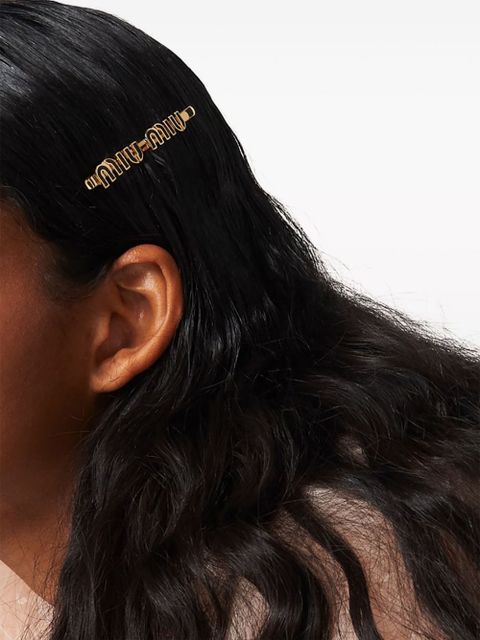 Miu Miu logo-lettering hairclip - Black